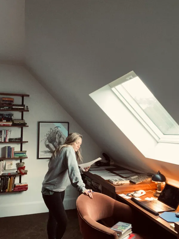 Kate working with paper